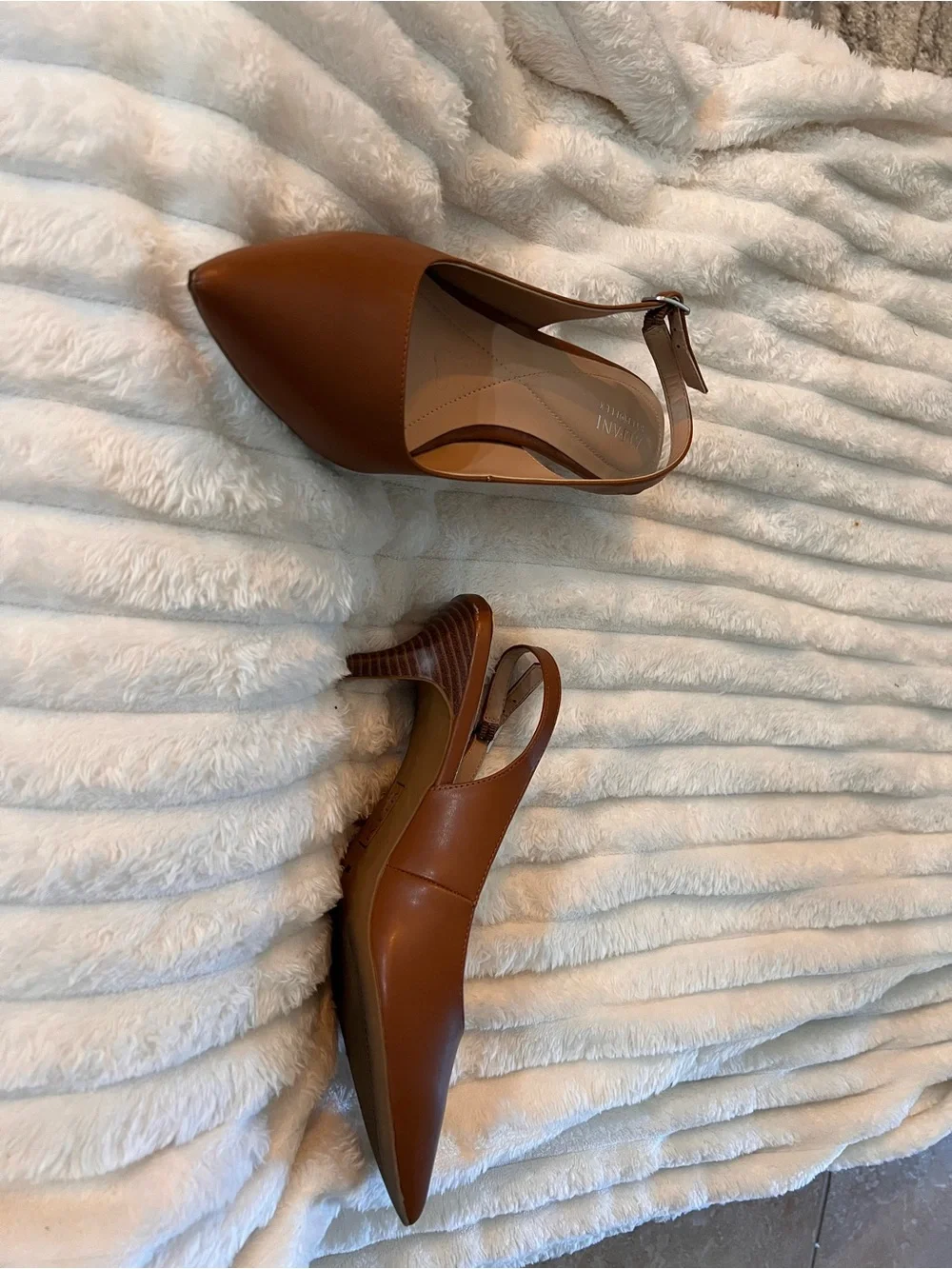Alfani Tan Pointed Slingback Flats